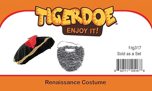Miniatura 6 de Tigerdoe Sombrero renacentista Sombrero medieval con barba Juego de 2 piezas Disfraz de Minstrel Accesorios de disfraz renacentista