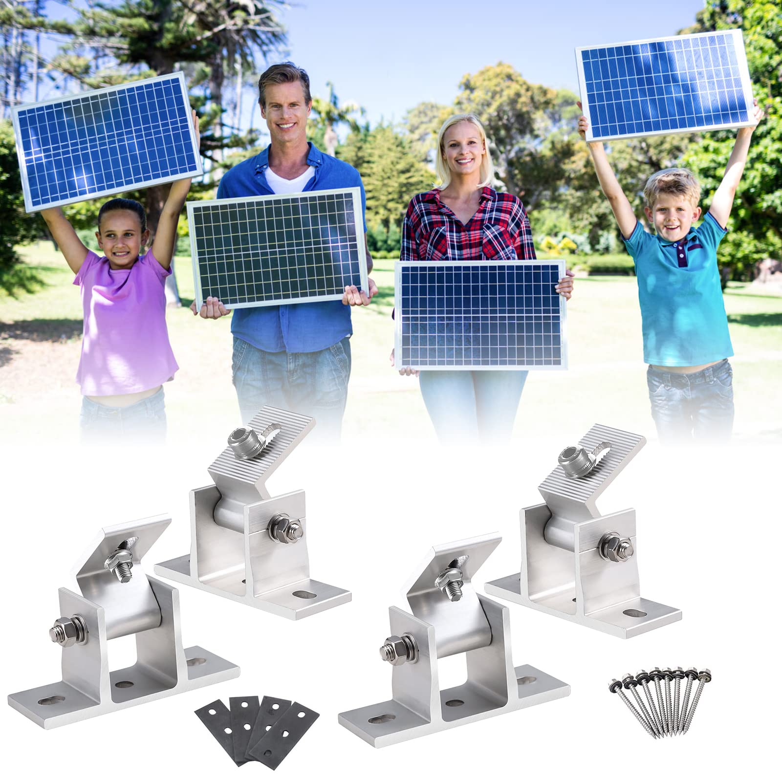 uchwyt do modułu solarnego, 4 sztuki, regulowany uchwyt fotowoltaiczny, panel słoneczny 15°-30°, uchwyt ze stopu aluminium z obrotowym uchwytem kątowym (4 szt.)