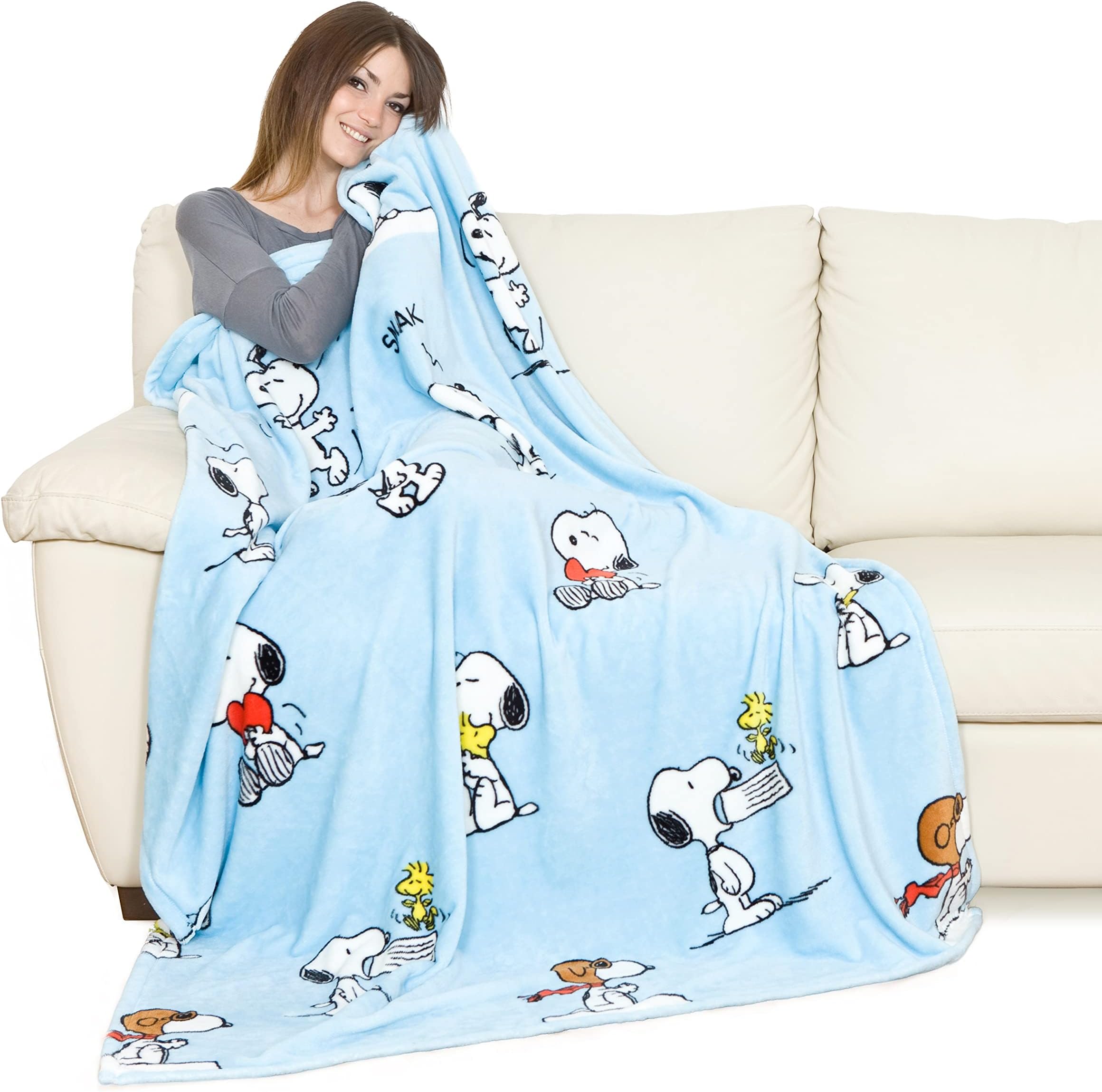 Kanguru Plaid Snoopy Throw Blanket, Fleece Blanket, Soft Blanket