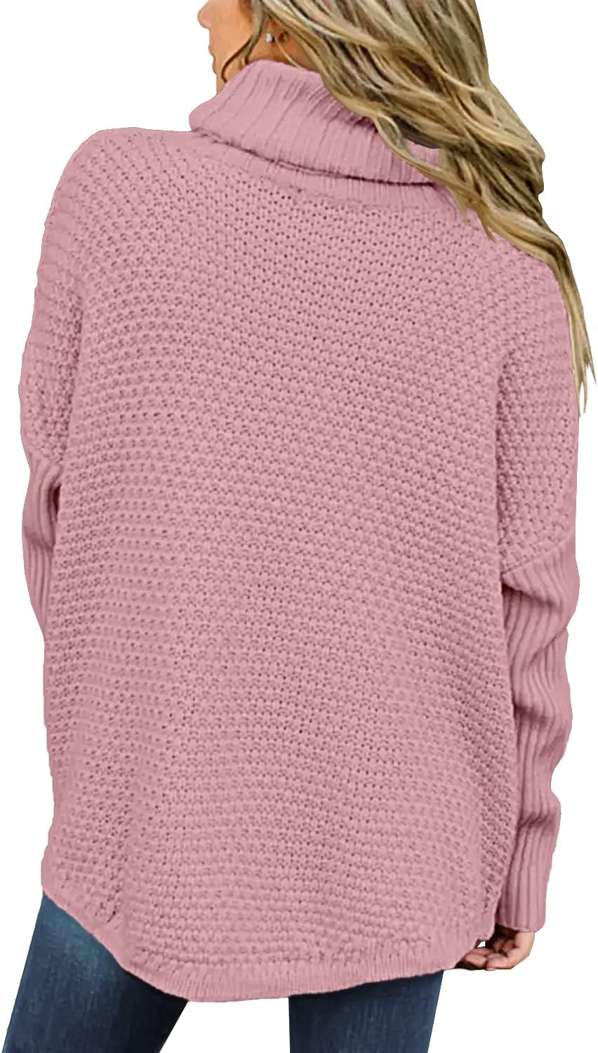 DOROSE Women's Oversized Turtleneck Long Sleeve Casual Pullover Knit Tunic Sweater - Image 3