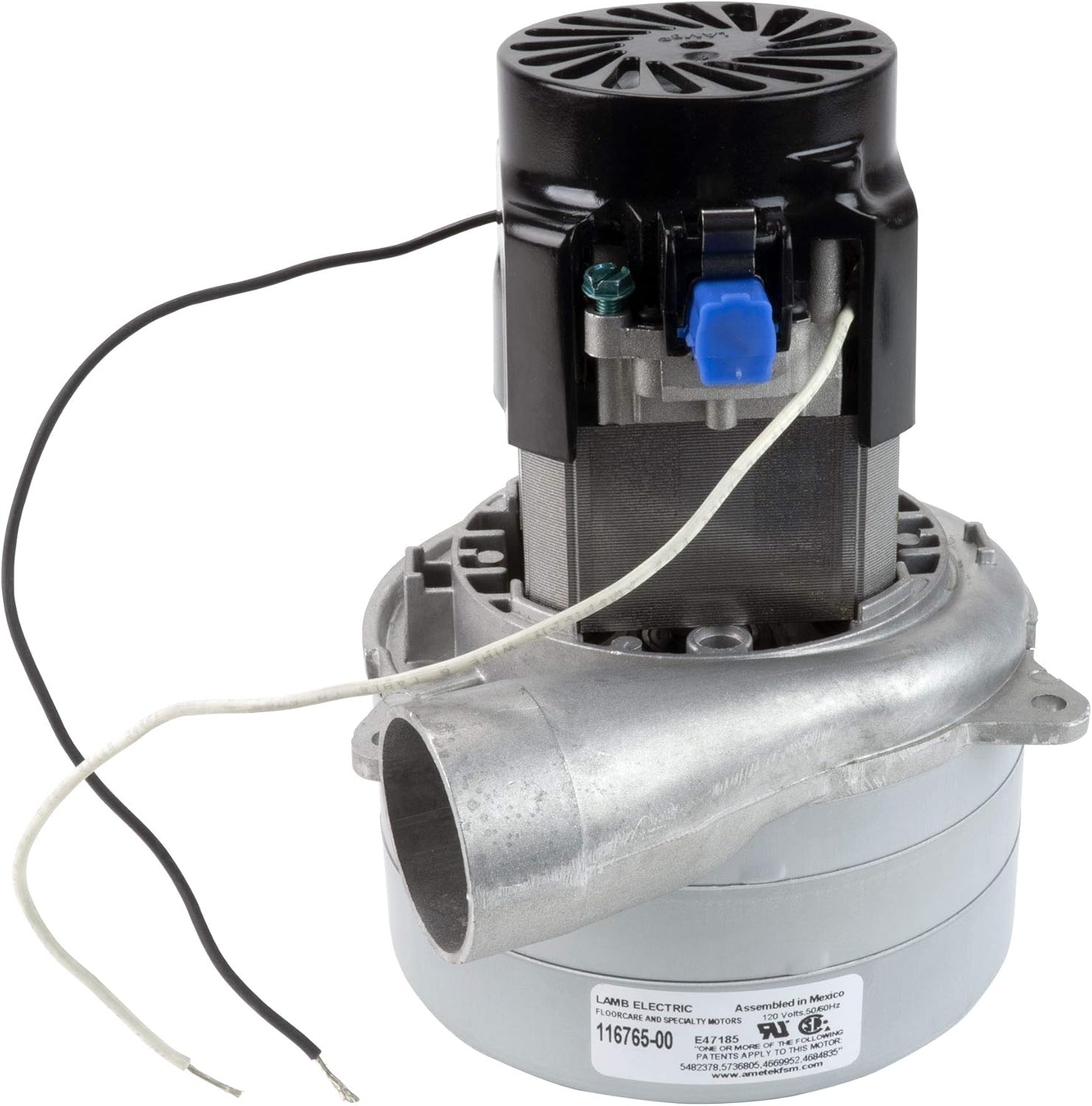 Tangential Vacuum Motor - 5.7" dia - 3 Fans - 120 V - 13.1 A - 1502 W - 465 Airwatts - 136" Water Lift - 91.4 CFM - Lamb/Ametek 116765-00