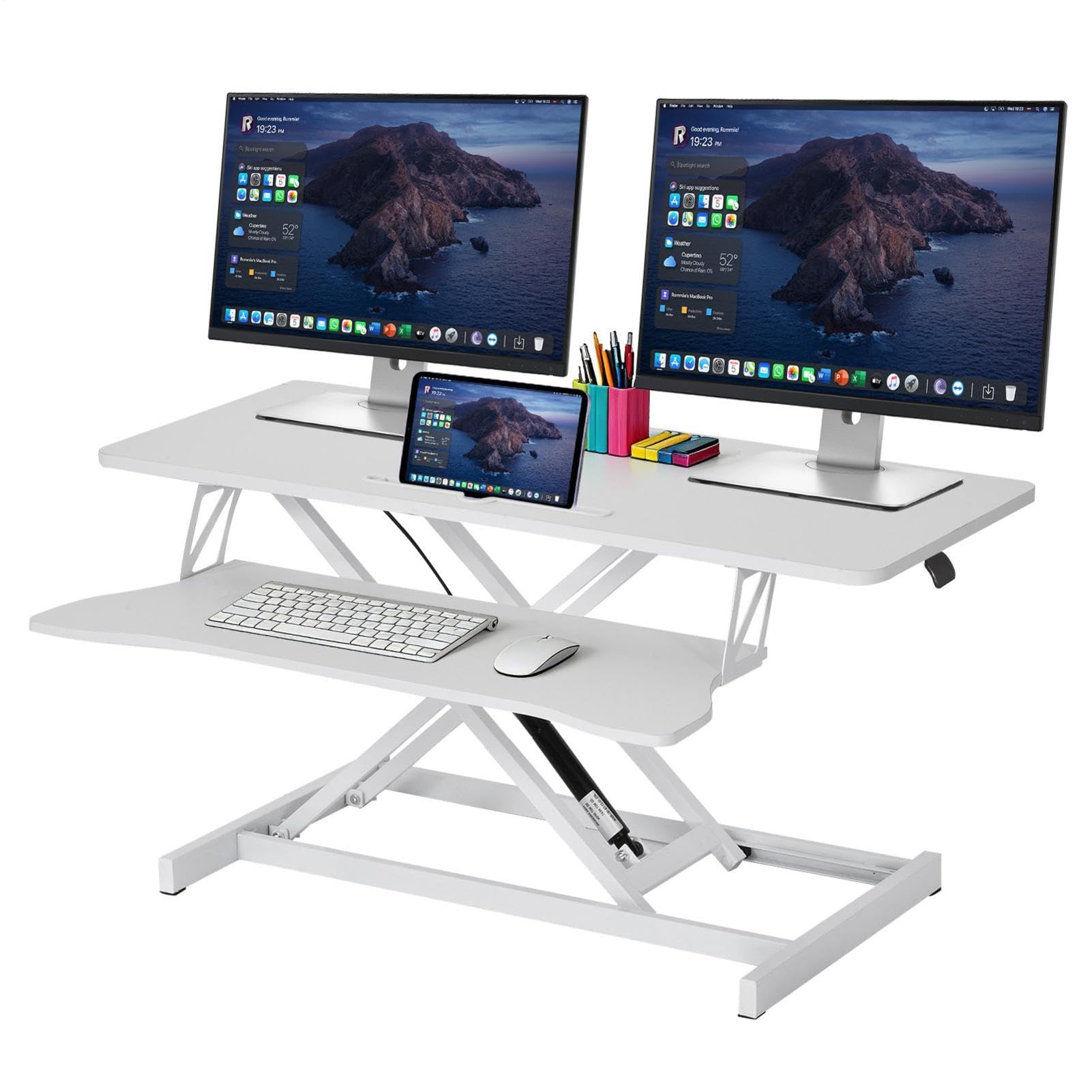 37"/94cm Height Adjustable Standing Desk Converter, Sit-Stand Desk Riser