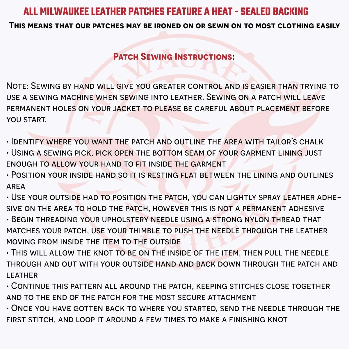 Milwaukee Leather Iron-On or Sew-On Embroidered Patches for Motorcycle Jackets Vests Apparel PPQ - 2.5W X 4H - 2.5W X 4H