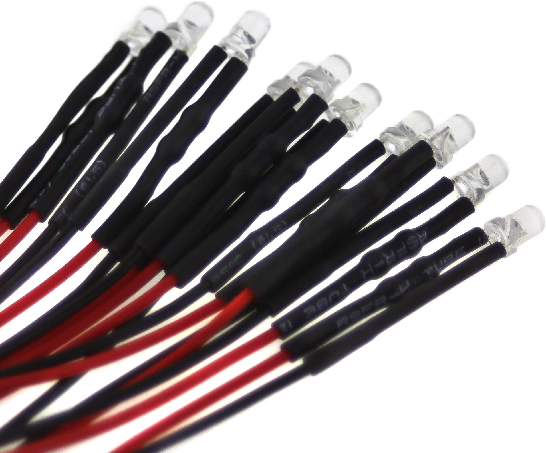 10 x 3 mm LED, 24 V, Connection Cable and Built-in Resistor.
