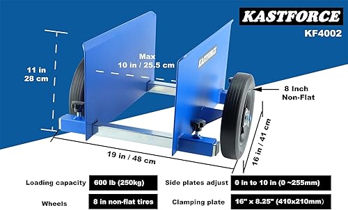 Miniatura 4 de Plataforma de panel, capacidad de 600 libras, mudador de paneles de yeso con ruedas no planas de 8 pulgadas, carrito de panel de abrazadera