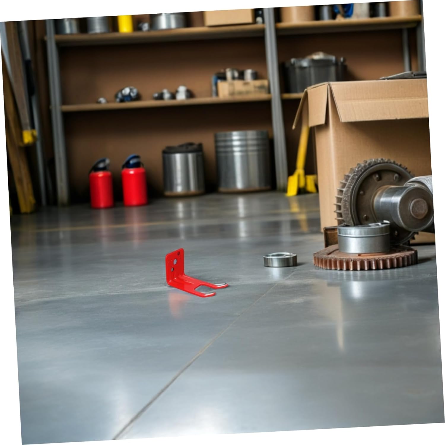 Fire Extinguisher Wall Mount Brackets Red Metal Holders with Slot Mechanism for Secure Dry Chemical Extinguisher Installation Various Walls Space-Saving Fire Safety Holder