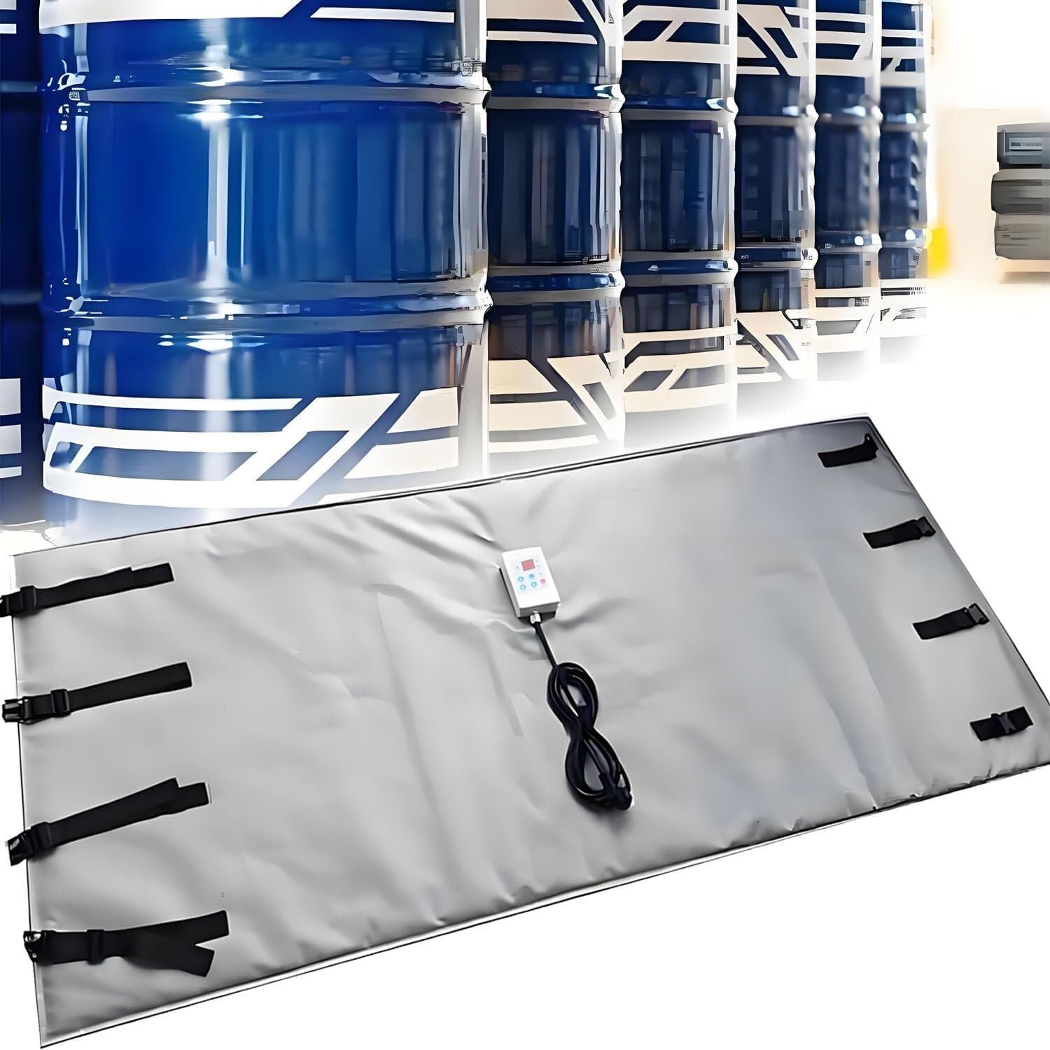 200L/1000L Insulated Drum Heating Blanket, Quickly Heat IBC Barrel Heater, Adjustable Temp 0~120℃/0~150℃(Grey,1000L150°)