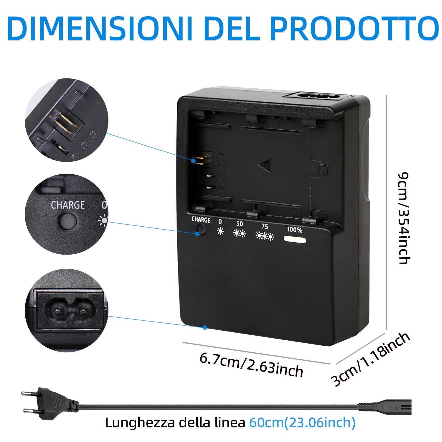 LP-E6 LP-E6N Caricabatterie Compatibile conCanon EOS, EOS R, 90D, 80D, 70D, 60D, 6D Mark II, 7D Mark II, 5D Mark IV, III, II, 5DS, 5DS R