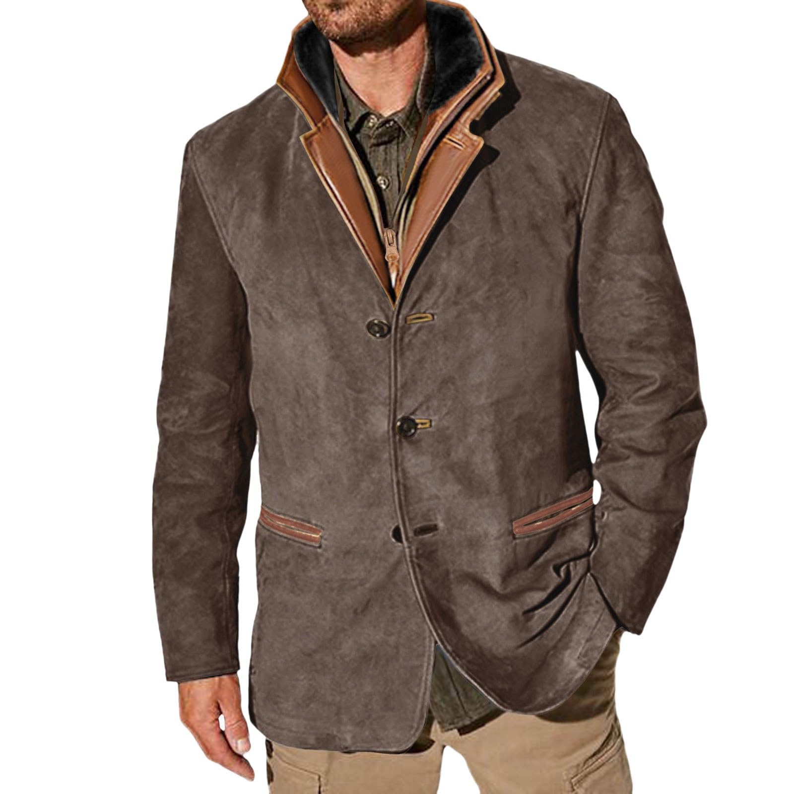 Männer Qomen Heavy Industry Vintage Arbeitsjacke Retro amerikanische Freizeitjacke Final Mantel Herren Herren Schwarz Rot