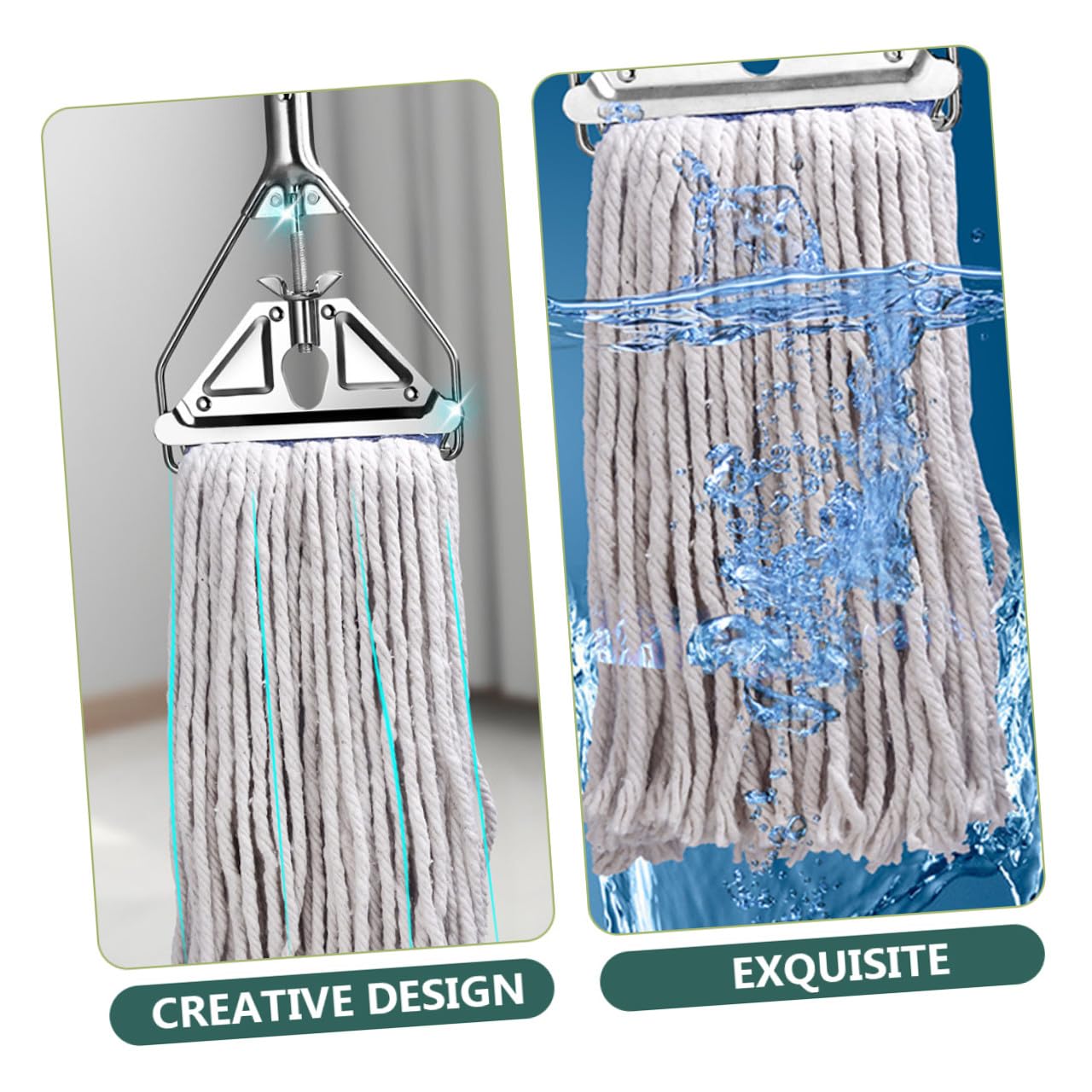Mopa de Algodón Absorbente para Limpieza Húmeda y Seca Trapeador Triangular de Aluminio Resistente para Suelos de Madera Azulejos y Cemento Mango Ergonómico Antideslizante Alta