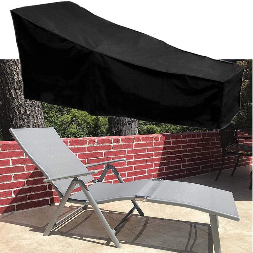 Housse pour Chaise Longue Jardin. Tissu Oxford 420D.Chaise Longue de Jardin Noire. Tissu Oxford sur Les Meubles de Balcon de Jardin. pour protéger Contre l'humidité, la Pluie et l'exposition.