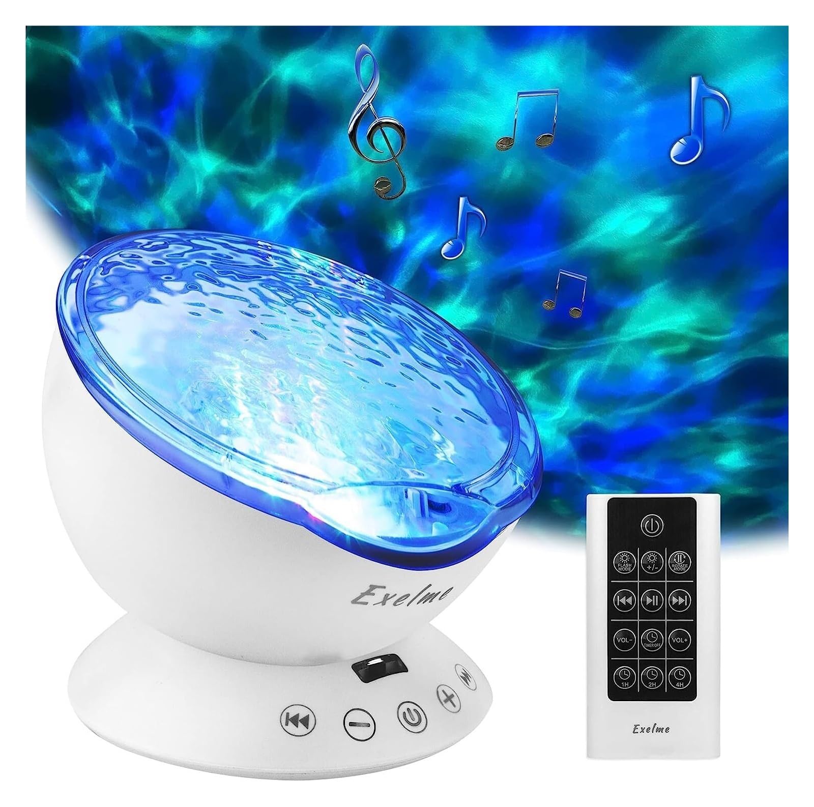 Luces de olas del océano, proyector de luz nocturna, máquina de sonido con ruido natural relajante y espectáculo de luz relajante, efectos de luz de onda que cambian de color para niños, adultos,