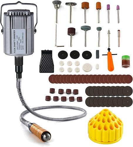 DZQ Amoladora de eje flexible de 780 W, portabrocas de herramientas rotativas de 0.016-0.256in con soporte giratorio de 35 agujeros, organizador de