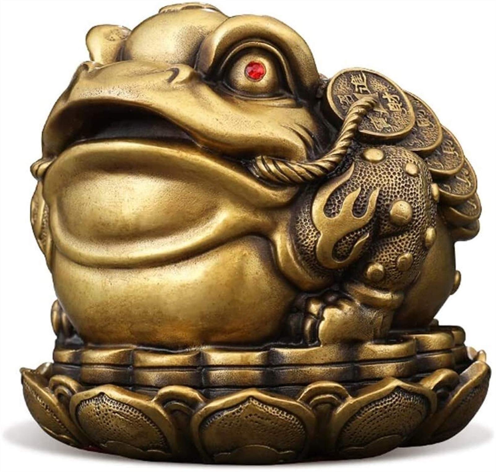 Hztyyier Rana Del Denaro Feng Shui In Ottone Dorato - Portafortuna Cinese Per Ricchezza - Decorazione Casa/Ufficio 6,5 Cm - 4