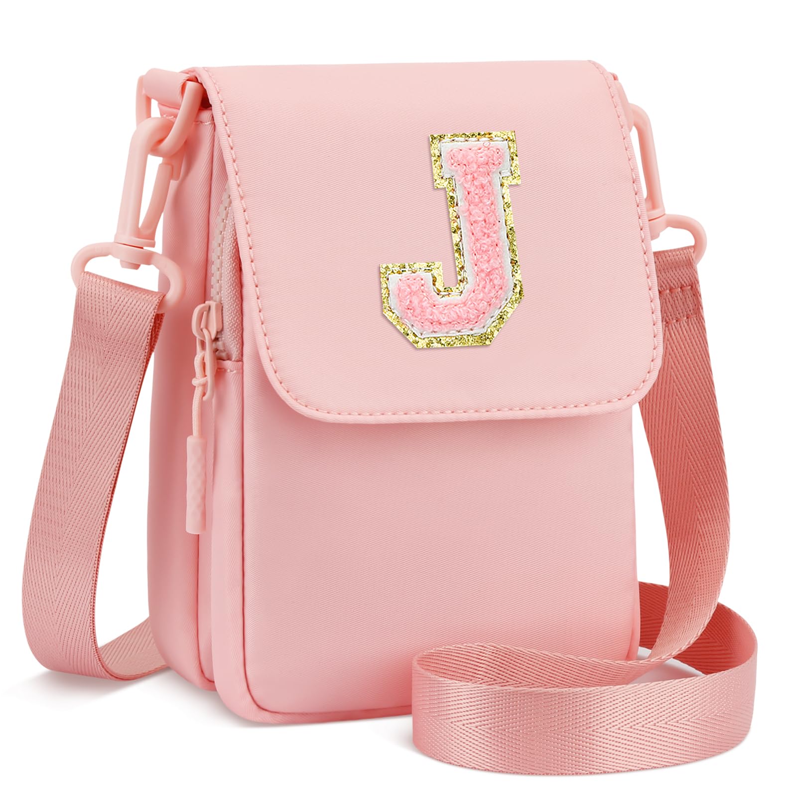 Photo 1 of CLOUDWINGS Birthdaye Gifts for Girls Crossbody Purse Small Kids Initial Cell Phone Purse Crossbody Bags,Pink-J