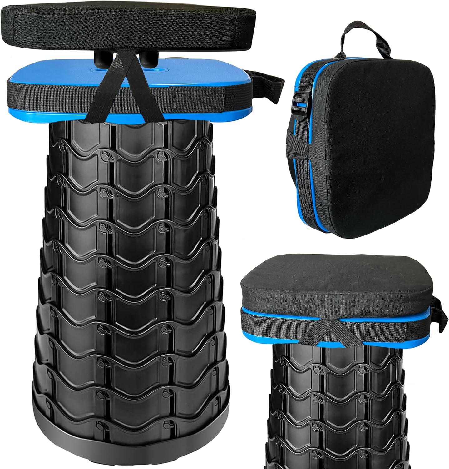 Outward Gear Tragbares zusammenklappbares Hocker-Set – großer quadratischer Klapphocker + dickes Sitzkissen – tolles Vorteilspack für Camping, Reisen, Picknick