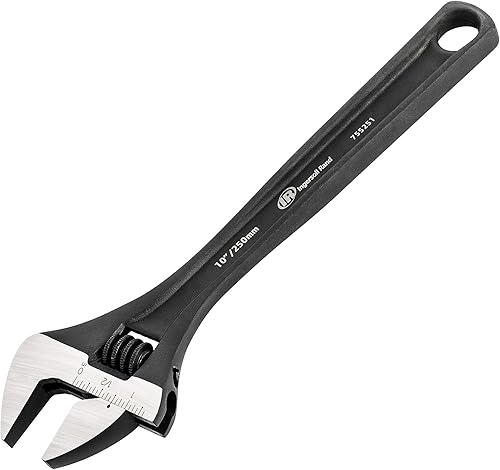 Ingersoll Rand - Llave ajustable de 10 pulgadas, acero CR-V con acabado de fosfato negro resistente a la corrosión, escala métrica y SAE, patrón