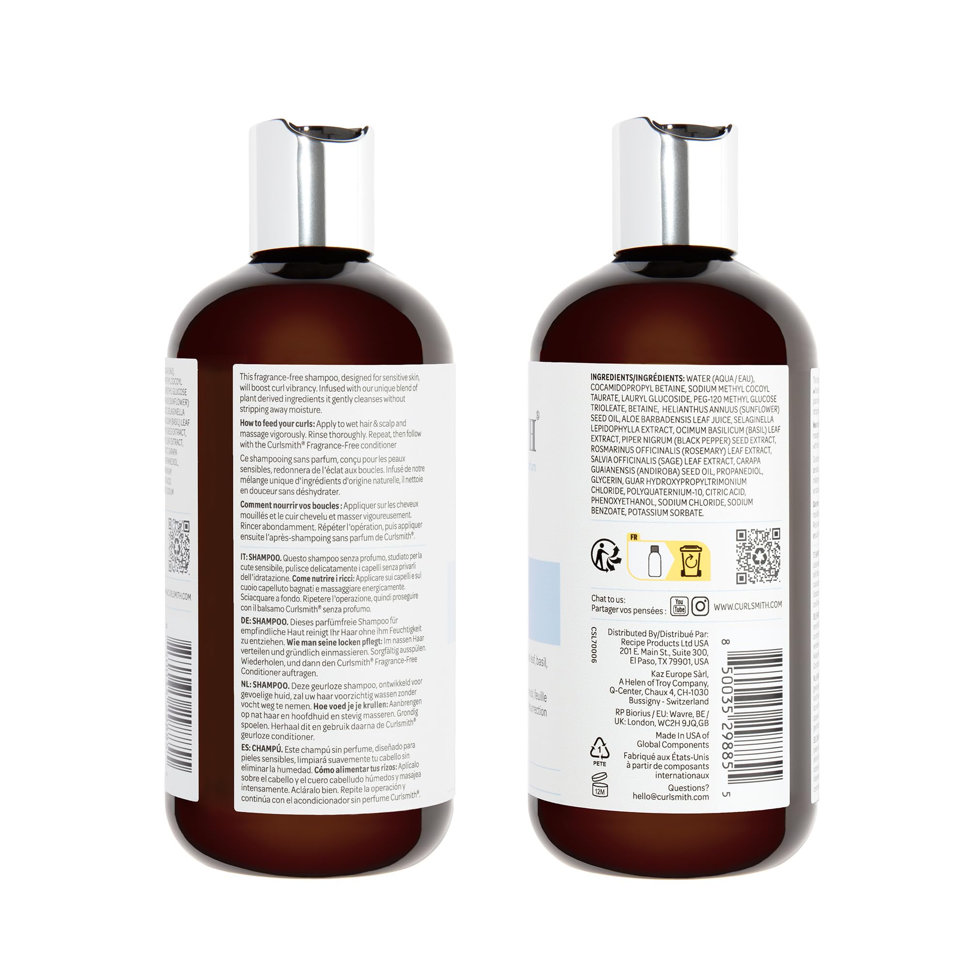 CURLSMITH Fragrance-Free Shampoo - Gently Cleanses Hair, Leaves Curls Feeling Silky and Moisturized (12 oz)