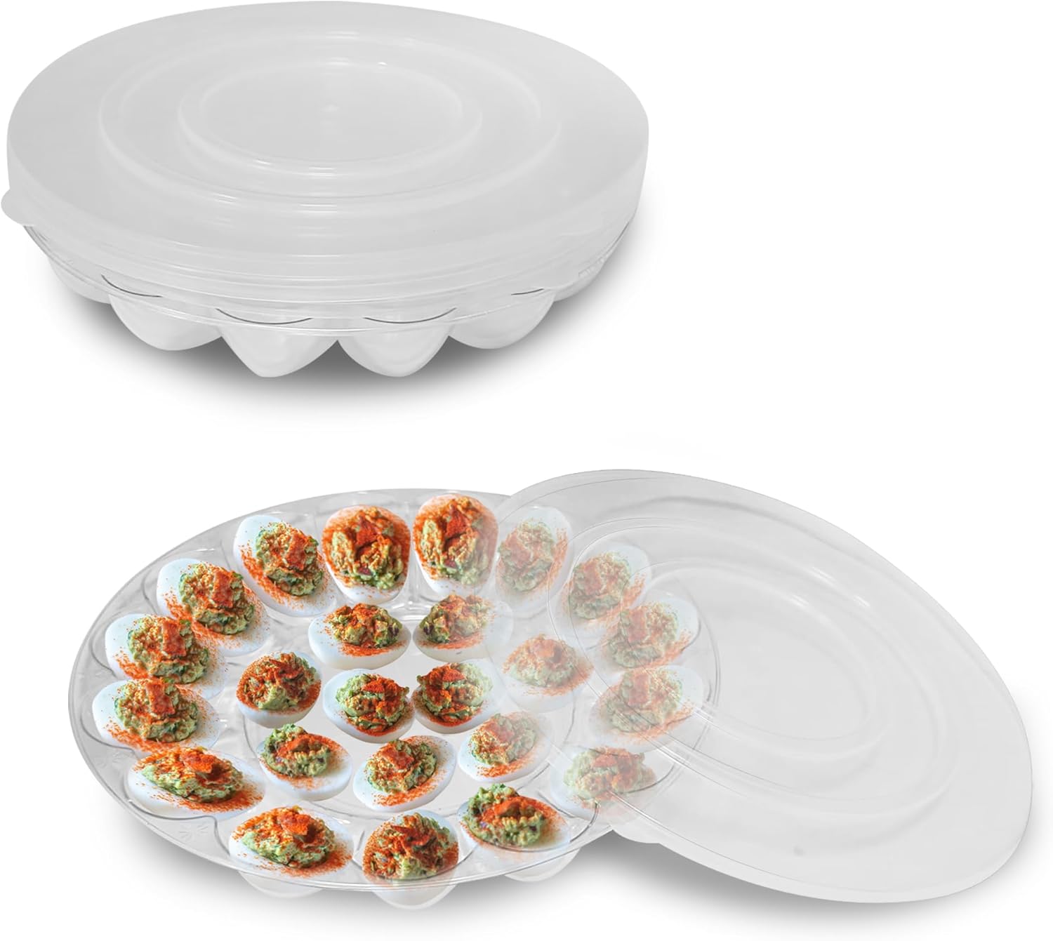 MT Products 15 Slots Plastic Clear Deviled Egg Trays with