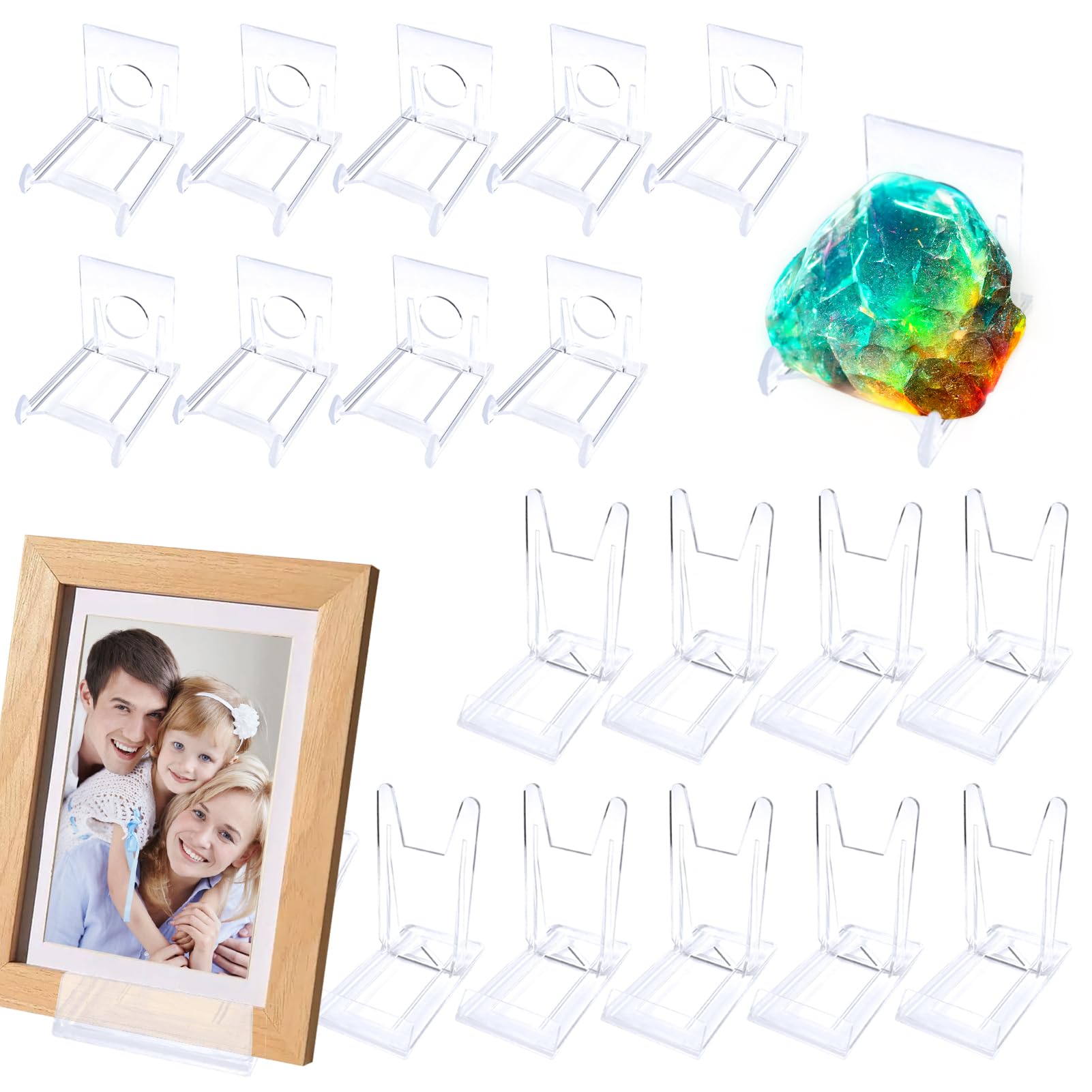 LUOLIPEYA 20 Sets Acrylic Plate Stands, Adjustable Display Holder Stands Plastic Clear Easels Stands for Plates Purses Pictures Card Art Stand with 2