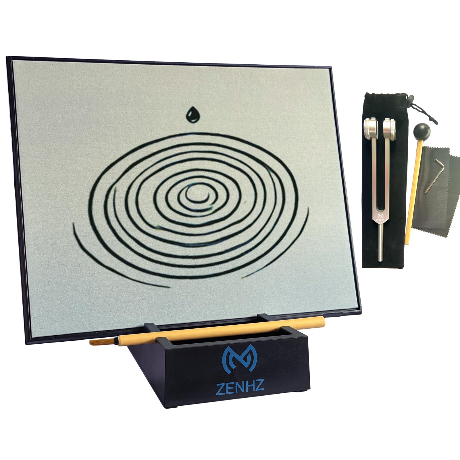 ZENHZ Zen Buddha Wassermalbrett mit OM 136,1 Hz Stimmgabel - Achtsamkeits- und Meditationsset für Stressabbau, Entspannung, Kalligraphie-Praxis und Klangtherapie, einzigartiges Geschenk
