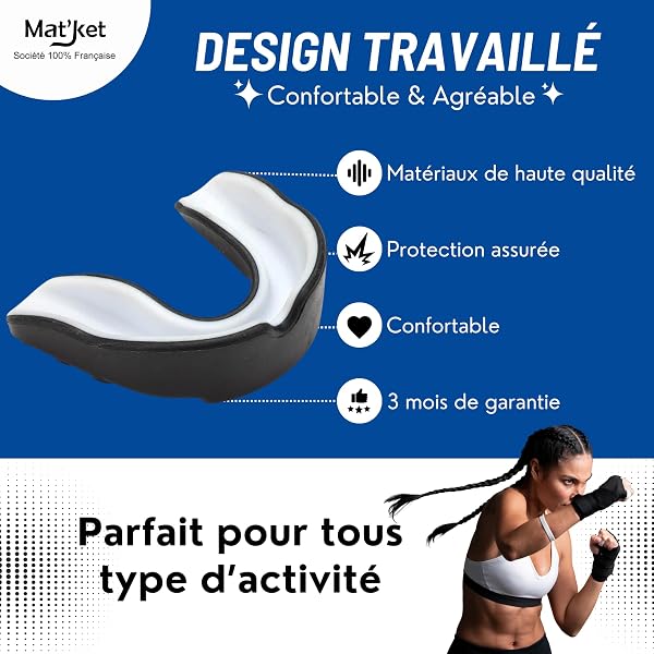 Protege Dent Boxe, Silicone Moulable Confortable Noir pour Homme,Femme,Gouttiere Dentaire Protège Dents,Rugby,Boxe,Thai,Football Americain,UFC - 2