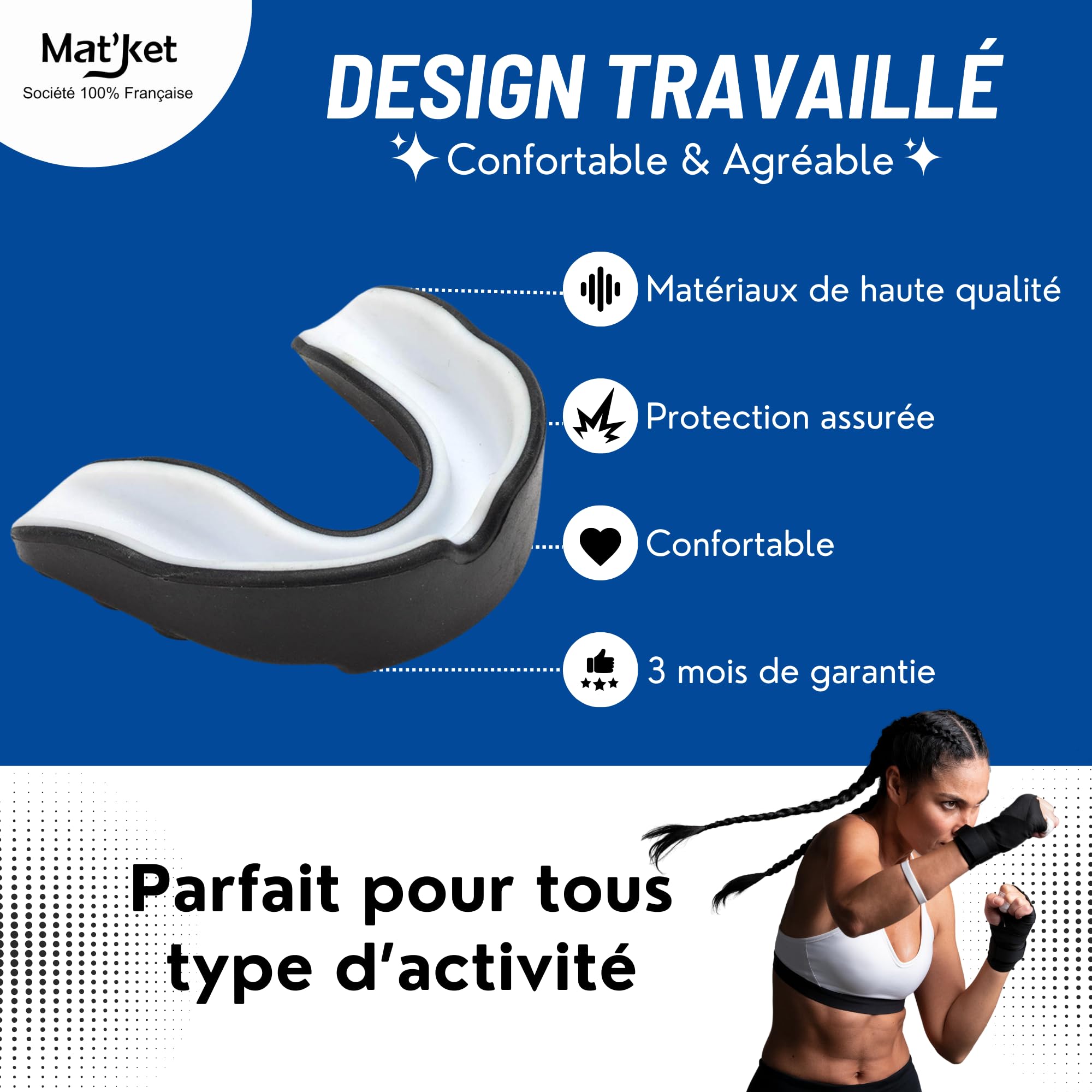 Protege Dent Boxe, Silicone Moulable Confortable Noir pour Homme,Femme,Gouttiere Dentaire Protège Dents,Rugby,Boxe,Thai,Football Americain,UFC