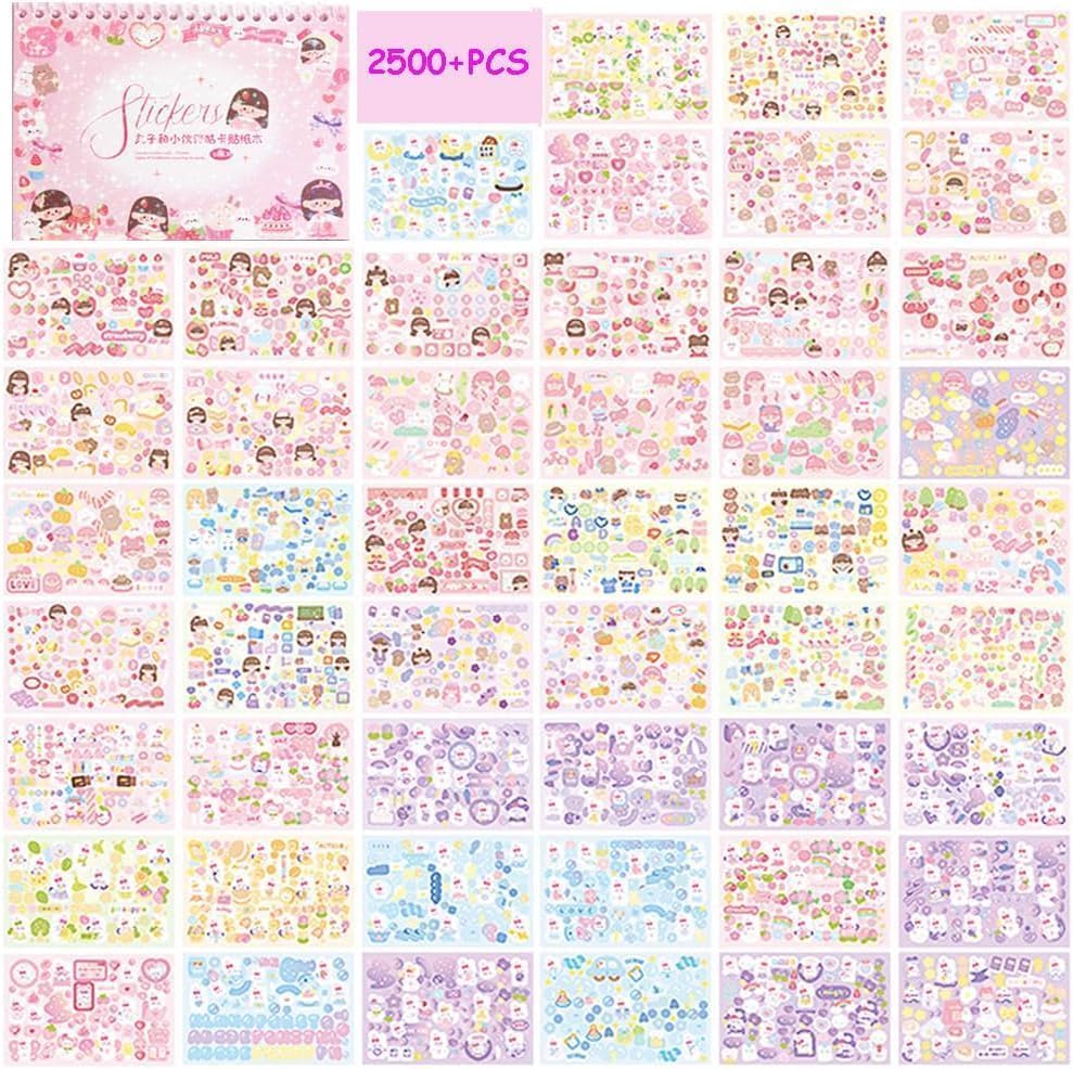 Image of FAMOUS QUALITY Kawaii Stickers Book - 50 Sheets /4000 Stickers, Cartoon Theme Sticker for Girls, Cute Washi Sticker for Project, Japanese Style Decorative Sticker, Self-Adhesive (Maruko & Friends)