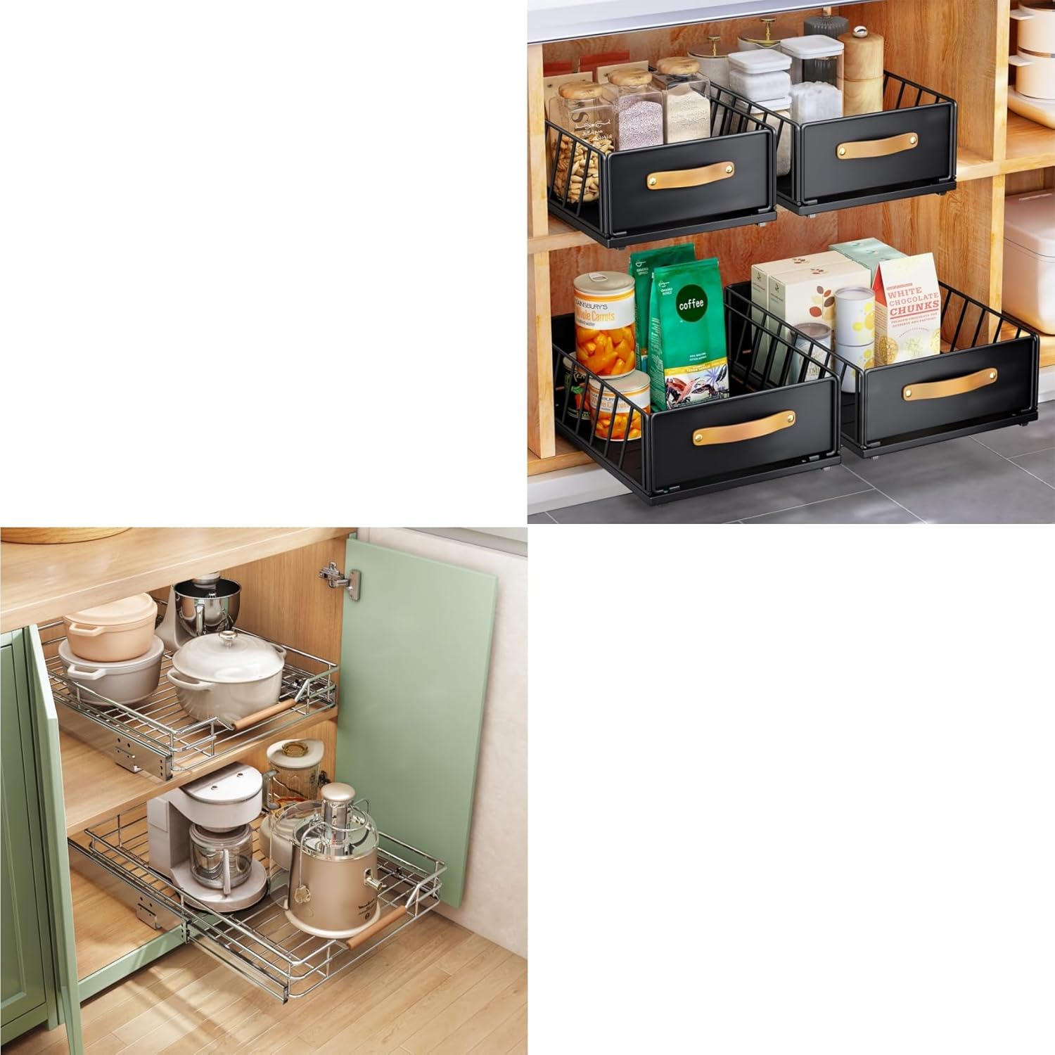 Kitstorack 1PC Pull out Cabinet Organizer Fixed with Adhesive Nano Film+1PC Pull out Cabinet Organizer Bundle