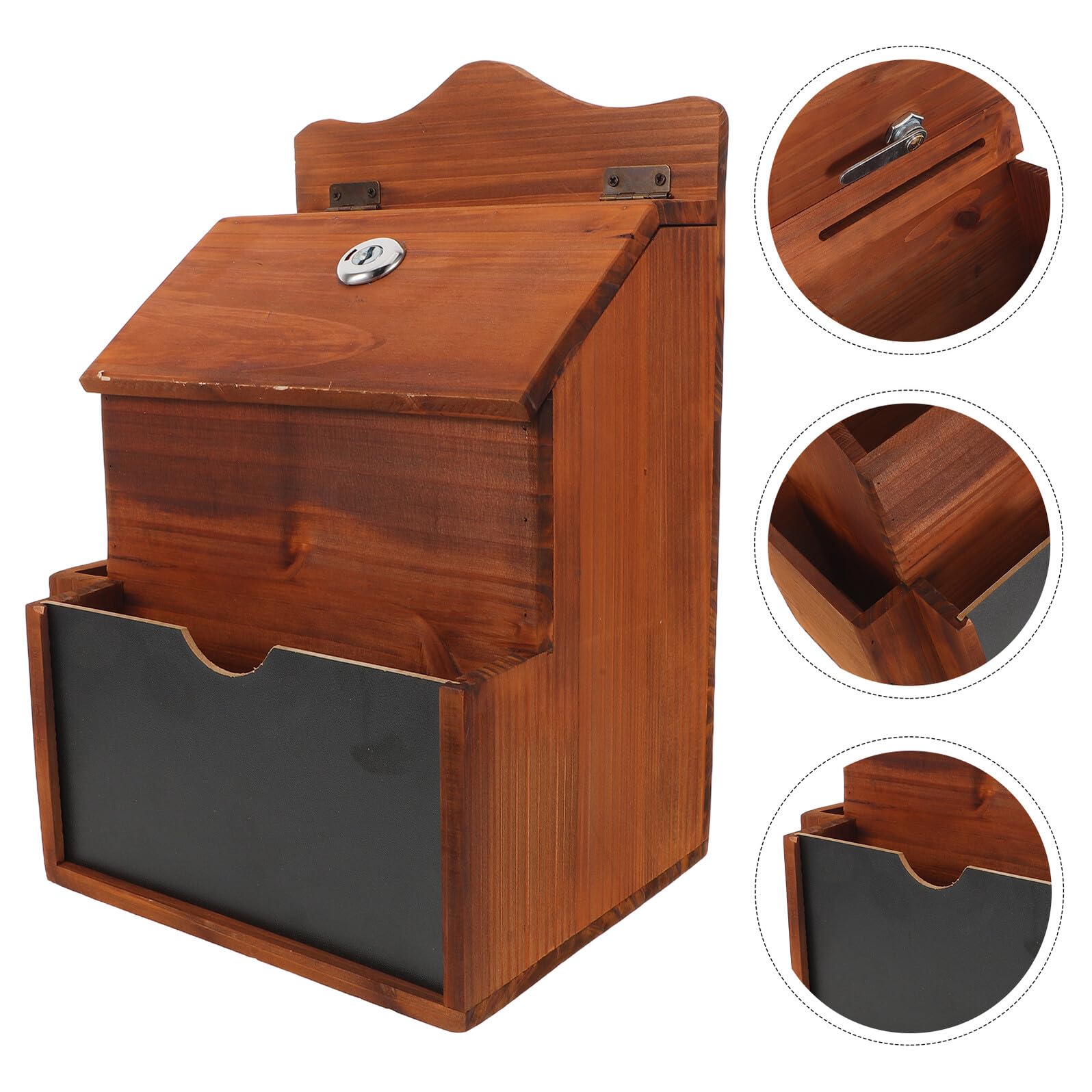 PRETYZOOM Caja de Sugerencias de Madera con Cerradura y Llave Caja Compacta Vintage para Votos Donaciones y Recogida de Opiniones para Oficina Iglesia y Recaudación de Fondos