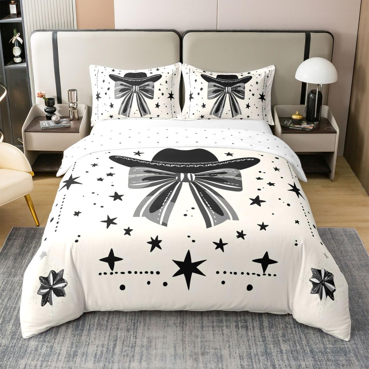 Housses de Couettes Cowboy Parure de Lit Enfant Nœud Papillon 220x240