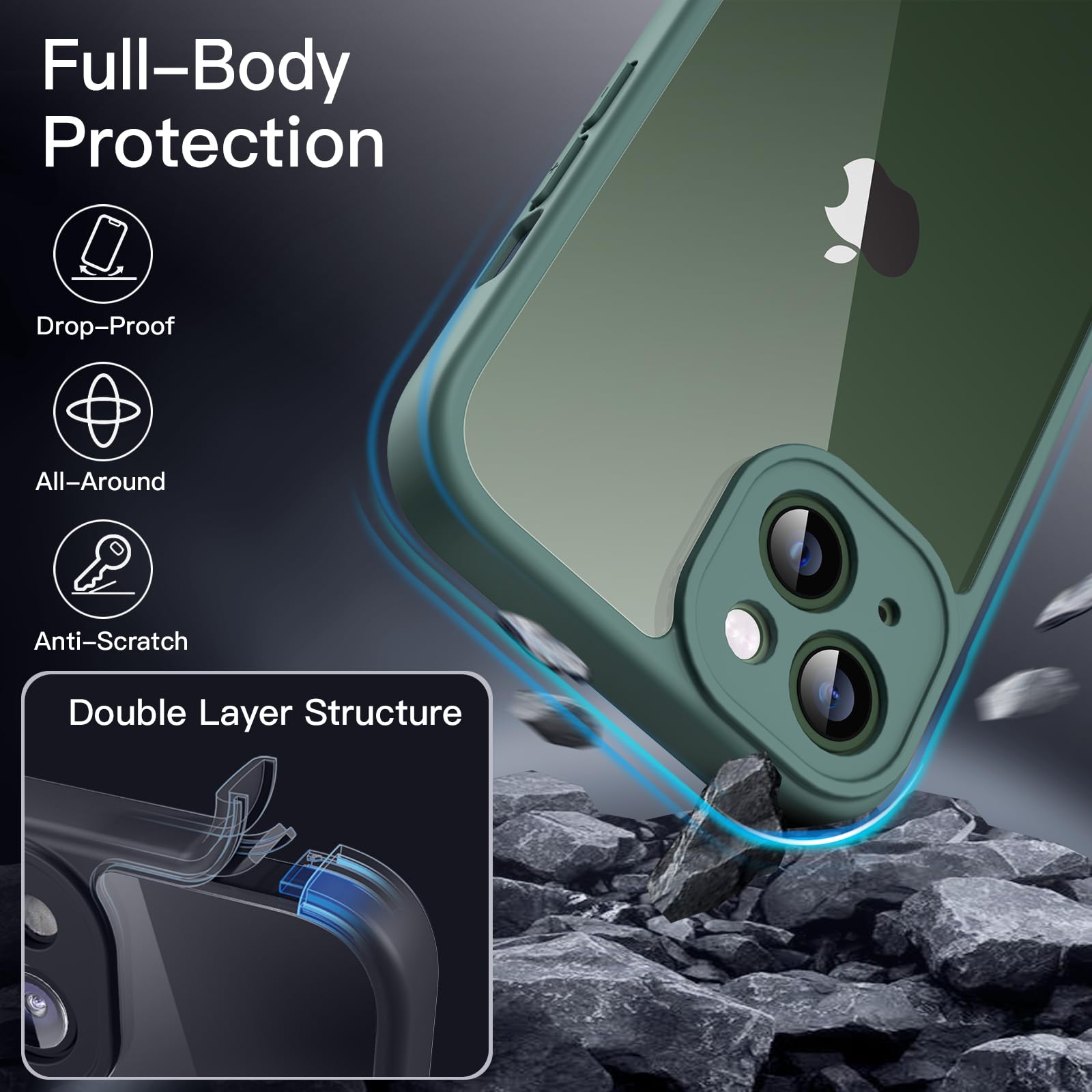 iPhone13 128BG ミッドナイト　フィルム、ケース付き Amazon.co.jp: JETech iPhone 13用 ケース 6.1インチ 強化ガラス