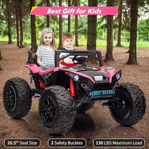 Miniatura 3 de UTV de 2 plazas de 24 V 10 Ah con control remoto, ruedas de EVA extra grandes de 17 pulgadas y vehículo eléctrico 4WD de 20.5 pulgadas de ancho con