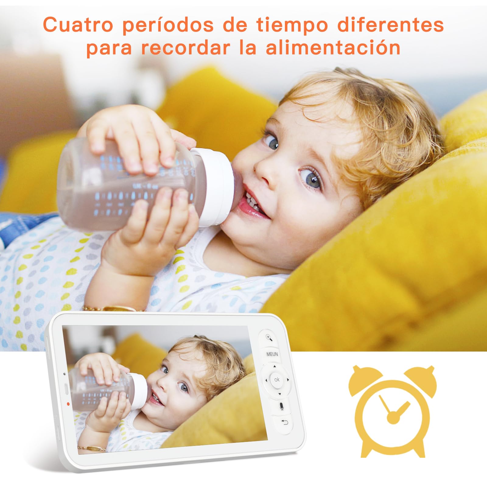 ARENTI 2,5K/4MP Camara Vigilancia Bebe con Control de 5'' Monitor, 355° PTZ Vigilabebes con Camara con Voz Bidireccional, Detección de Movimiento y Sonido, Visión Nocturna, Sensor Temperatura con App