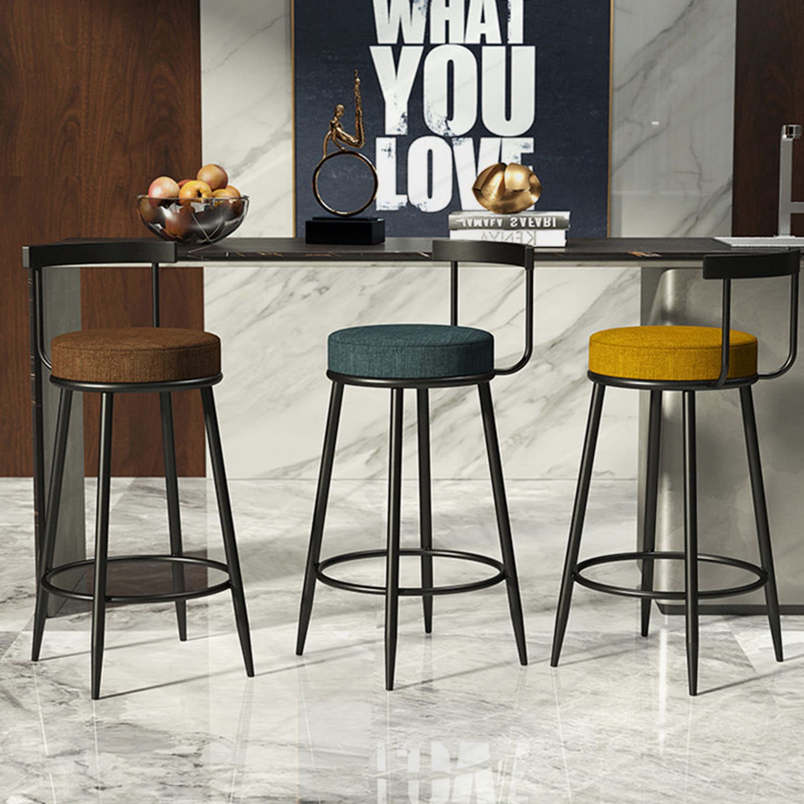 Amazon｜カウンターハイベンチ、背もたれと踏み台付きカウンターチェア