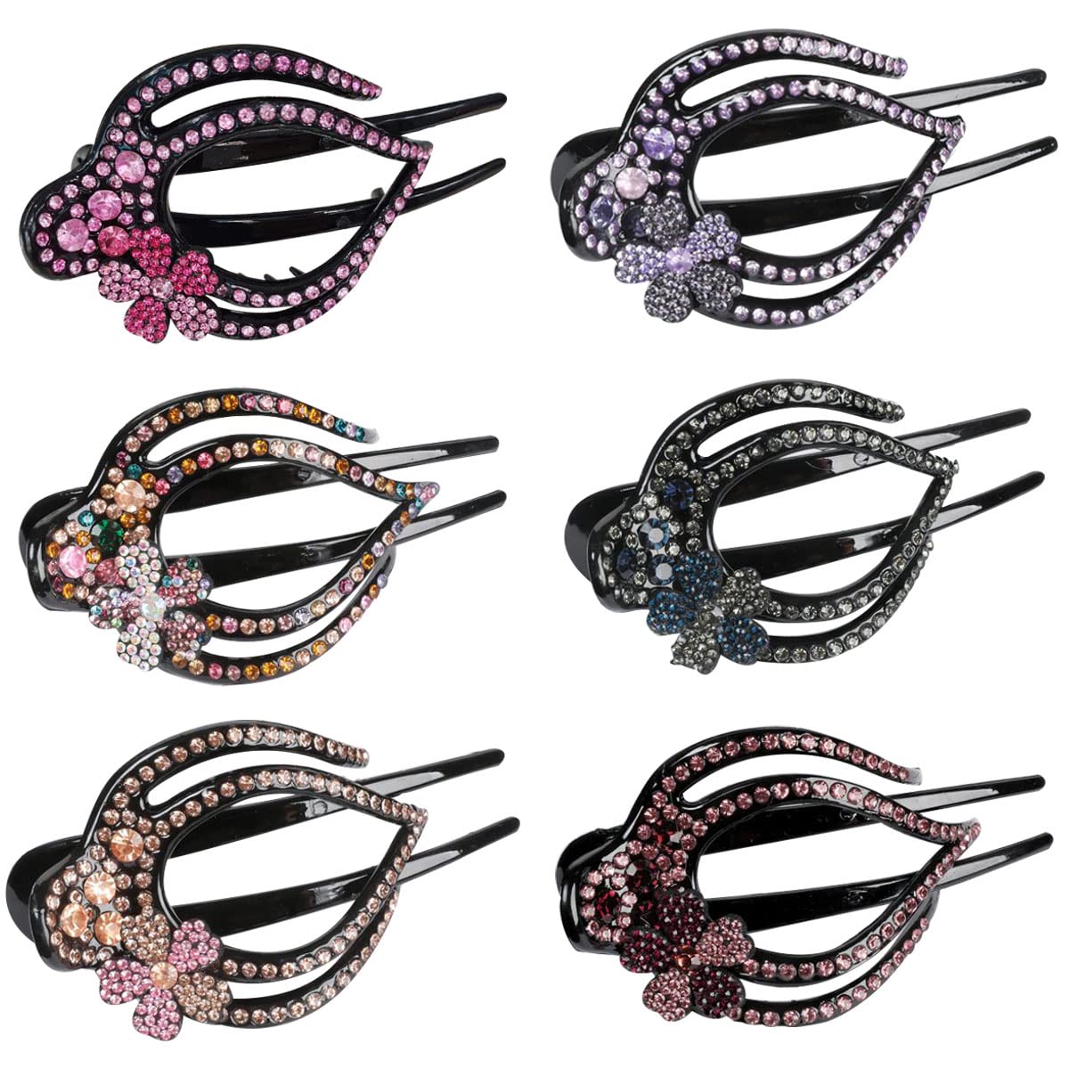 Petunny 6Pcs Heart Ponytail Hair Clip,Hair Claw Clips Women Diamond Hair Clips