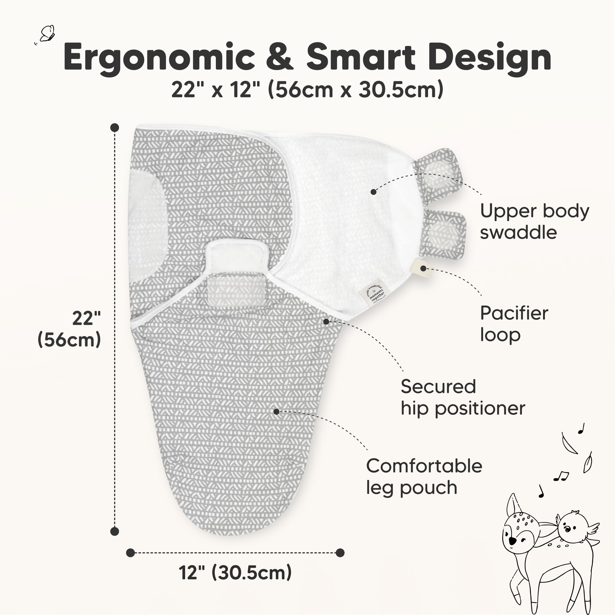 Image secondaire de KeaBabies Sac de Sommeil Bio Ergonomique pour Nouveau-né - 3 Langes Doux