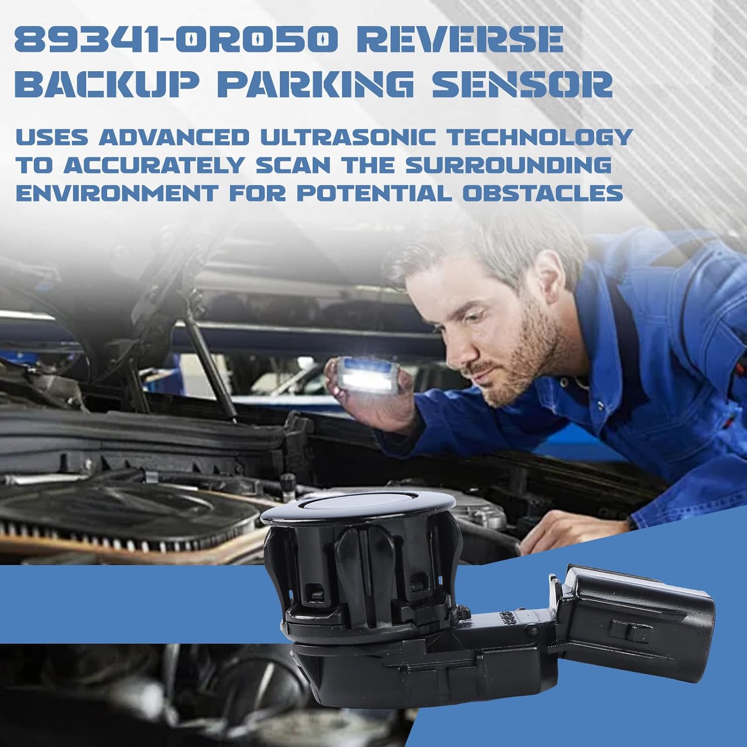 89341-0R050 Reverse Backup Parking Sensor, Fits for 2015-2019 Sequoia 2016-2018 RAV4, Replace# 893410R050, Reverse Backup Parking Assist Object Sensor