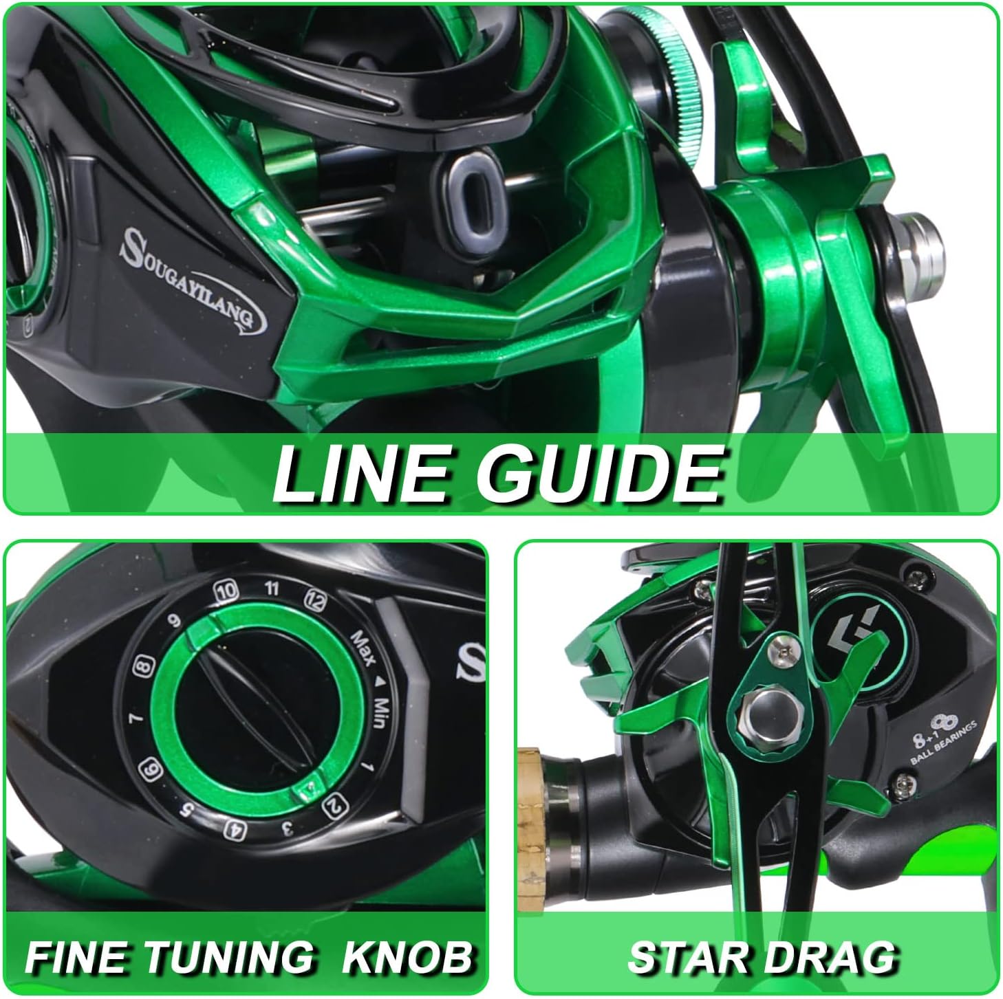 One Bass GT Spinning & Casting Reel and 2-Piece Fishing Rod Combo, Durable Graphite Rod, Ultra Light Fishing Reel for Anglers and Beginner- 6' Casting Pole with Right Handed Baitcasting Reel