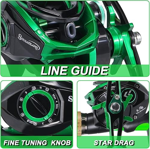 Miniatura 5 de One Bass GT - Carrete giratorio y casting y caña de pescar de 2 piezas, caña de grafito duradera, carrete de pesca ultraligero para pescadores y