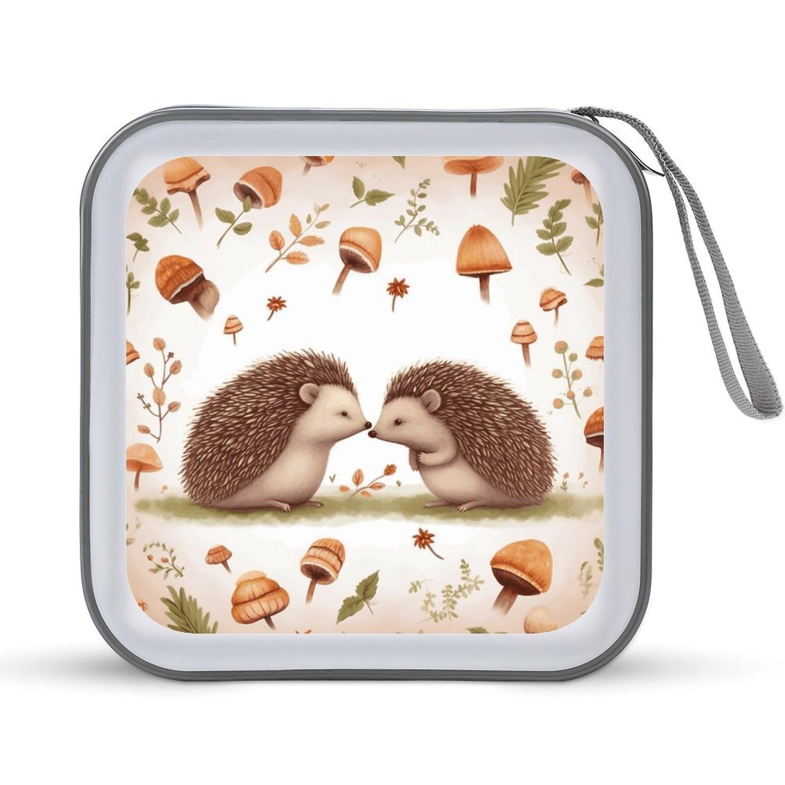JTREHY Nature Lovely Hedgehog Lovers CD Case 40 Capacity CD/DVD Case Holder Disc Storage Organizer Wallet Bag Portable Zipper CD Case Holder for Car Home Office Travel