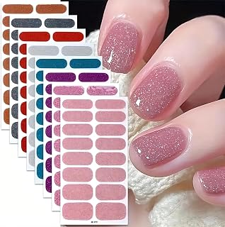 5 Pack Professional Nail Art Glitter Stickers Self-Adhesive Gel Strips for Easy Application