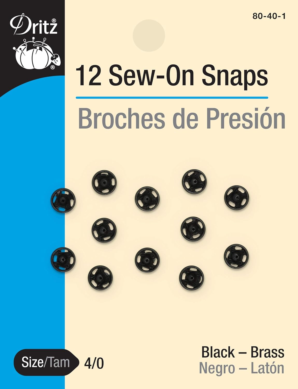 Dritz 81-65 Sew-On Snaps, Size 1/0, 2/0 & 4/0, Nickel-Plated Brass, 36 Count