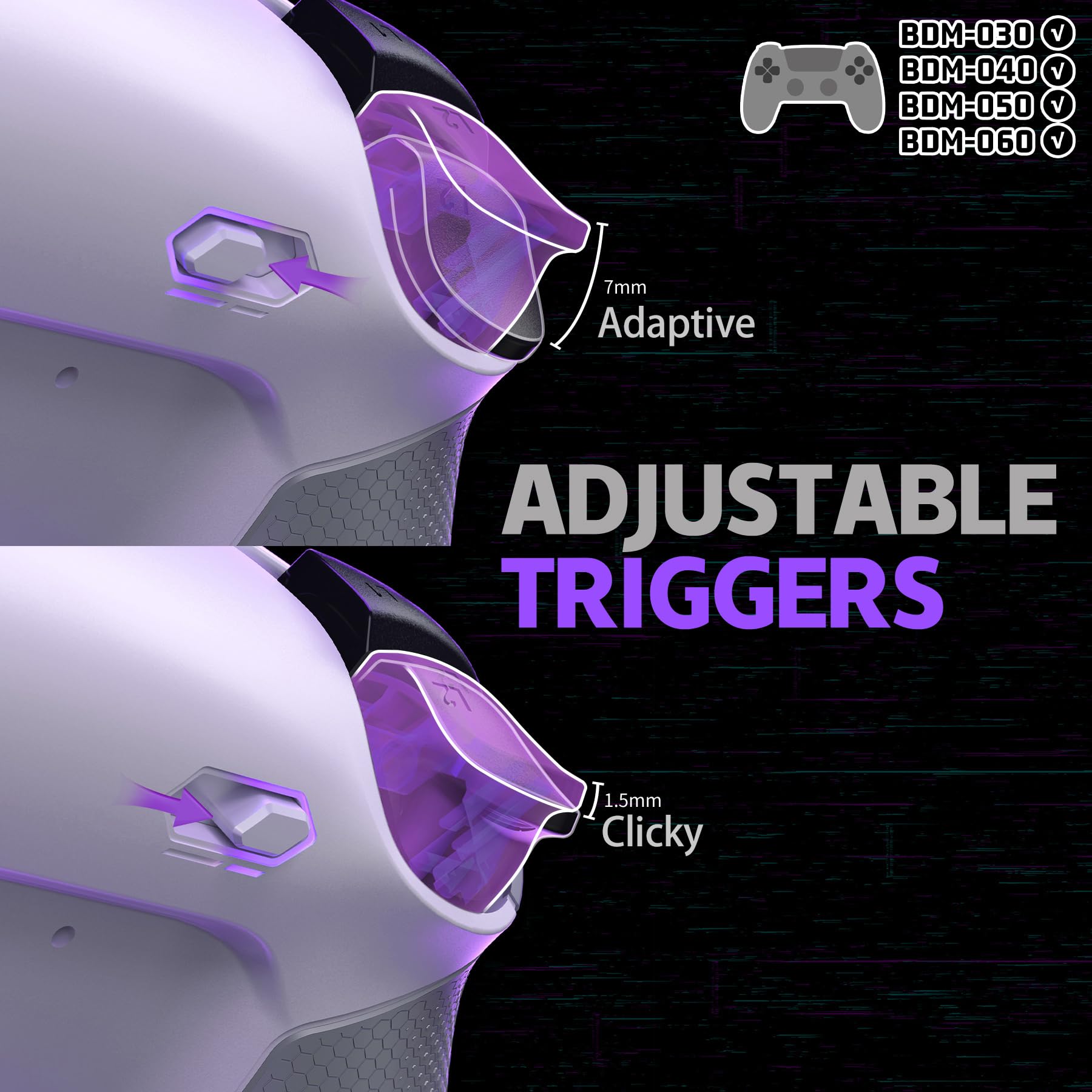 eXtremeRate RISE4 Plus MAX Remap Kit per ps5 Controller BDM-030 040 050 060, 4 Palette Posteriori Programmabili & Clicky Trigger Stop per ps5 Joystick - Senza Controller, Bianco&Grigio