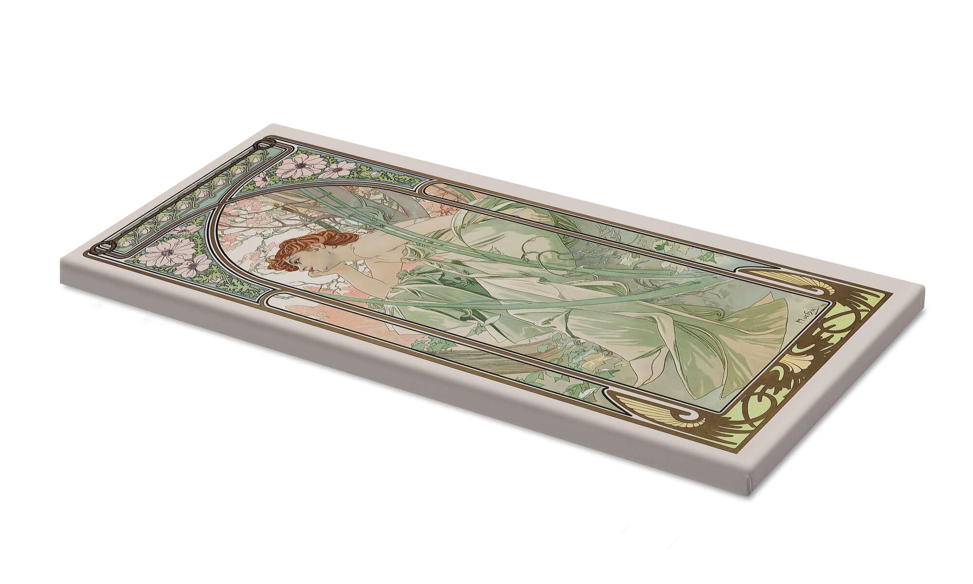 Posterlounge Le ore del giorno - Contemplazione della sera Stampa su tela | 40 x 100 cm di Alfons Mucha Quadri Decorazione per pareti