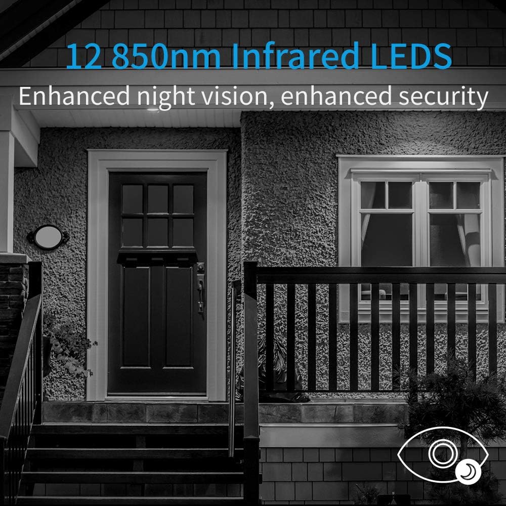 Éksterior imah peuting-peuting nganggo 12 LED Infrabeureum 850nm pikeun ningkatkeun visi peuting