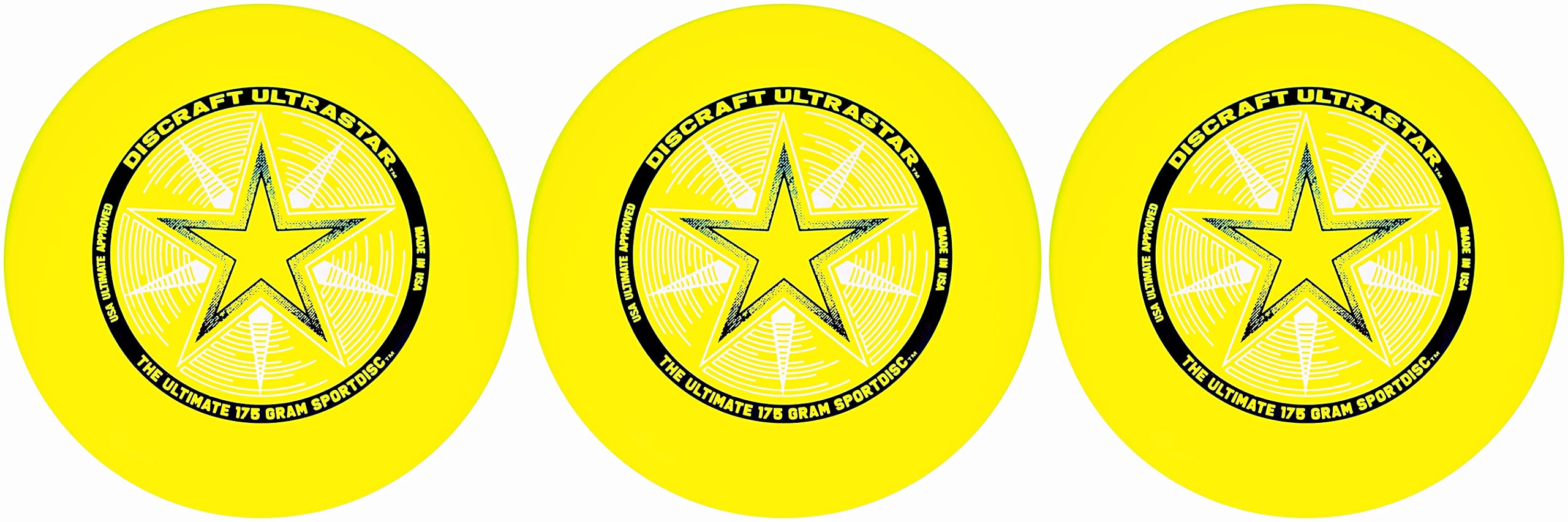 Discraft Ultra-Star Ultimate Frisbee 175 Gram Championship -Yellow (3-Pack)