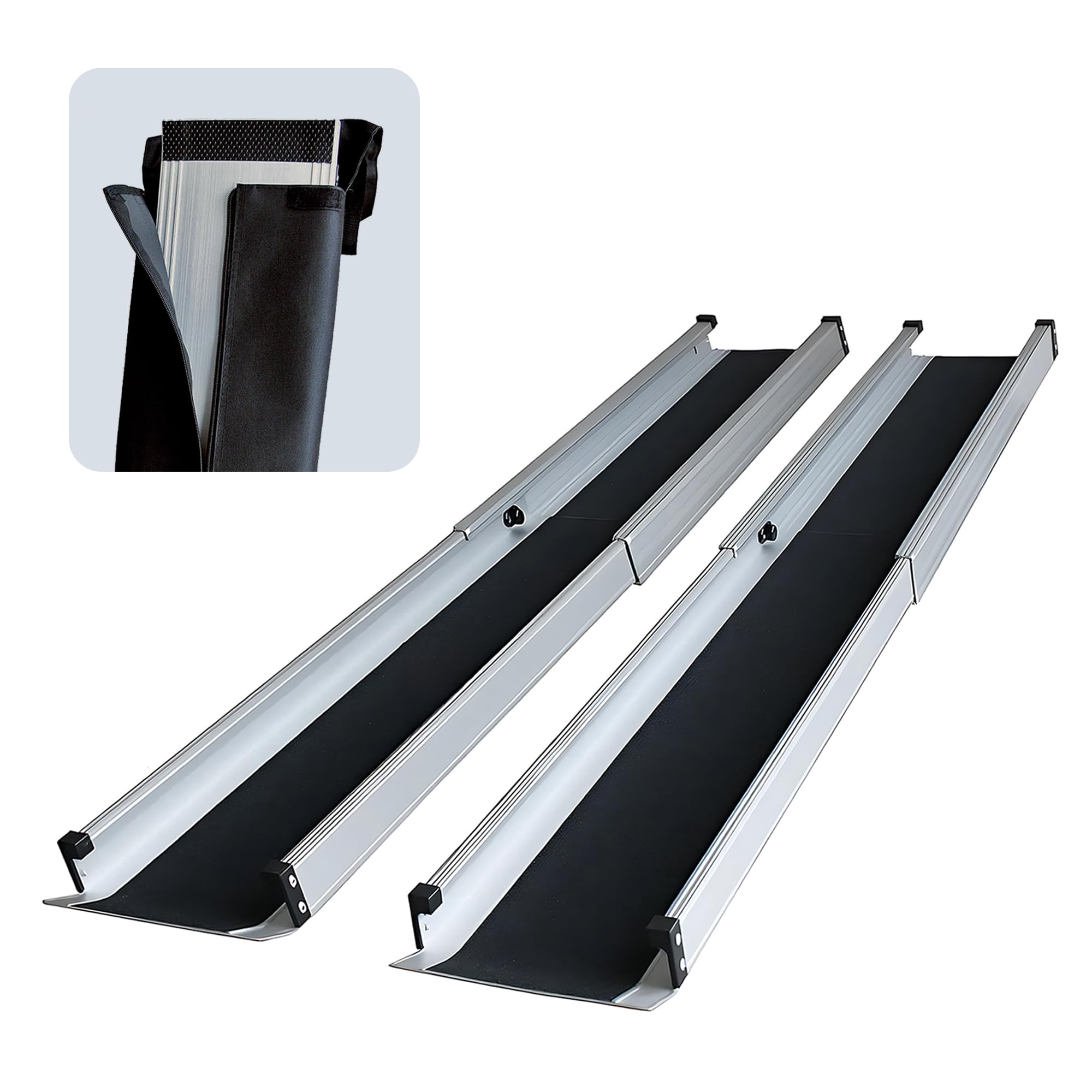 Rampa para silla de ruedas de aluminio, plegable, telescópica, para silla de ruedas, para cochecitos, escaleras y umbrales de puerta, 240 cm
