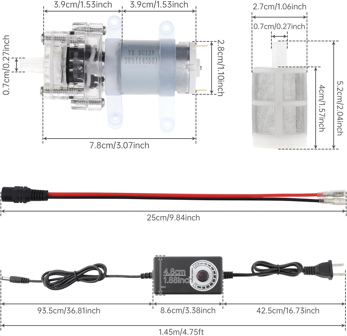 Electric Water Transfer Pump Kit, Auto Siphon Self Priming Pump 100-240V Adjustable Speed Household Small Water Pump for Ice Maker, Coffee Machine, Water Cooling