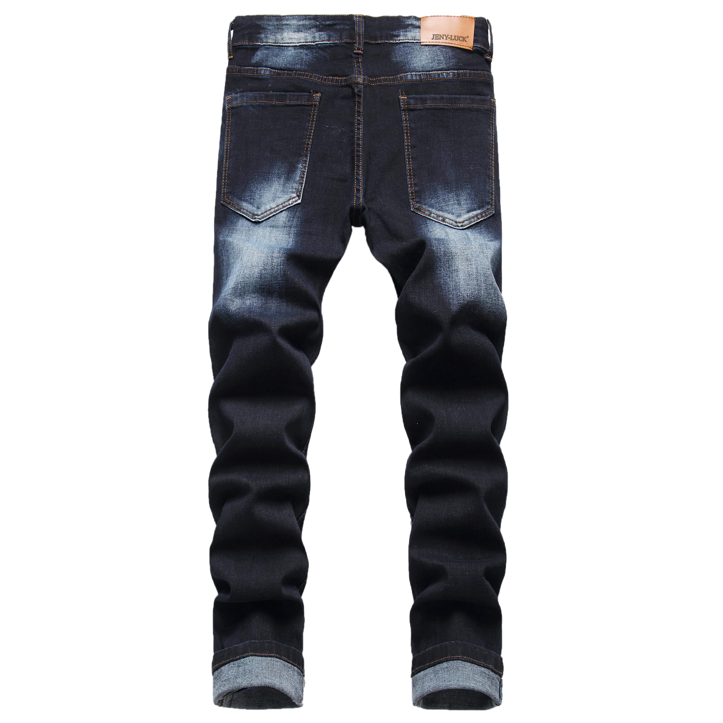 Jeans da uomo slim fit elasticizzati strappati skinny per uomo, effetto invecchiato distrutto gamba dritta alla moda comfort vita flessibile, jeans casual per adolescenti designer di moda classico